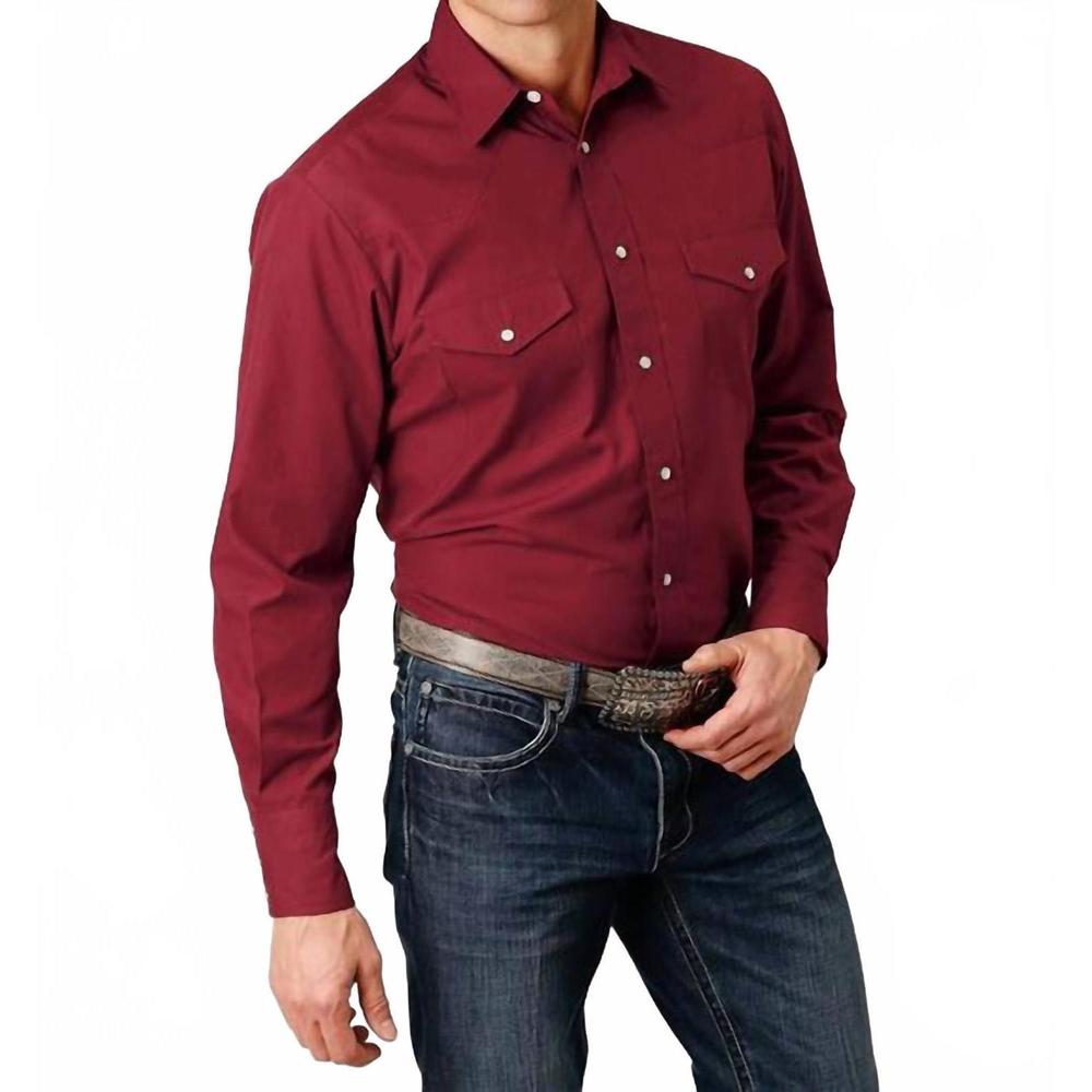NEW ROPER men's long sleeve snap broadcloth western shirt in rust